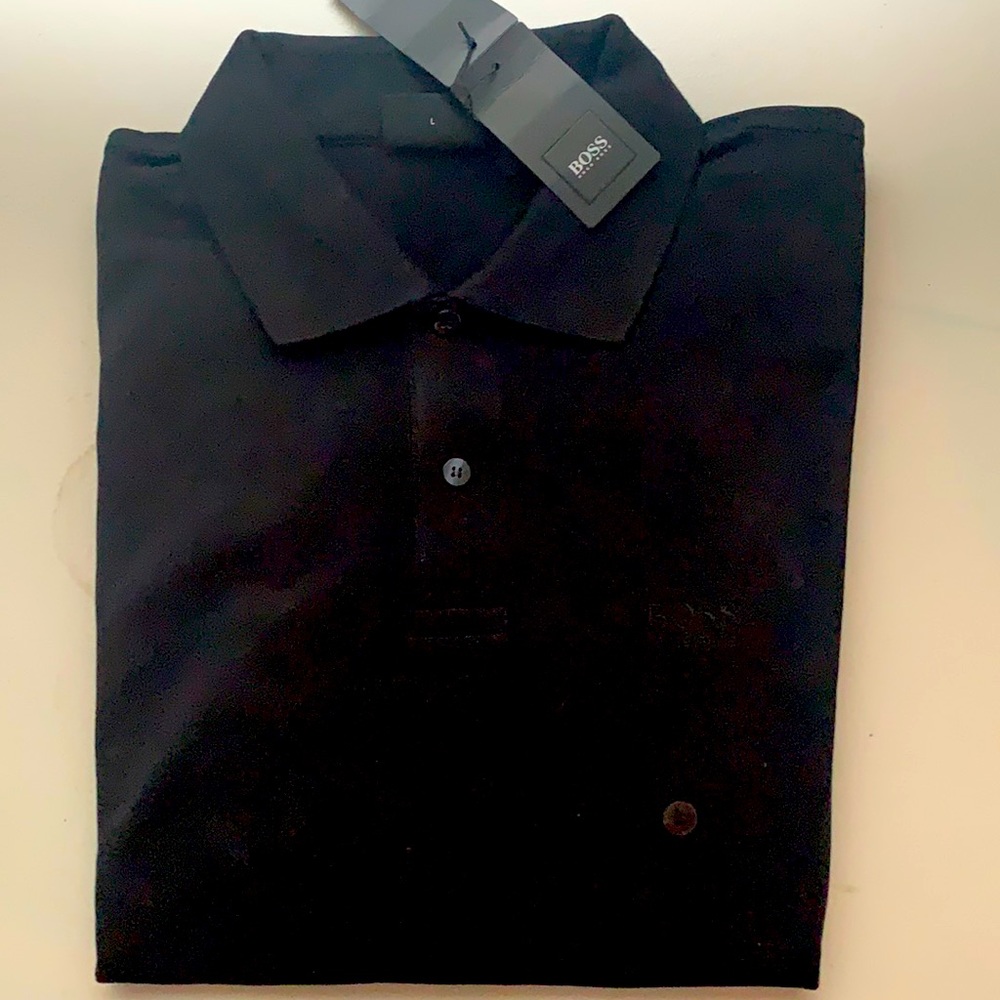 Brand new black Boss polo top. Never worn, size L